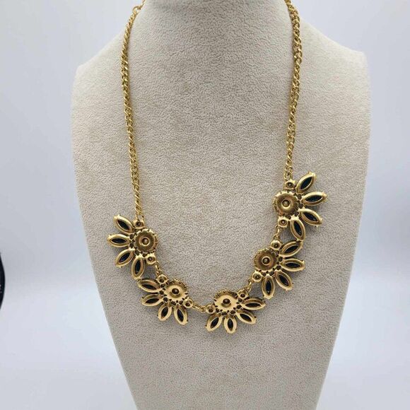 J Crew Teal Resin Clear Crystal Statement Necklace NEW!  NWOT! - Picture 4 of 9